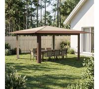 vidaXL Gazebo senza parete laterale, 4 x 4 m, crema e marrone, gazebo portatile, gazebo moderno, tenda ombreggiata, facile da installare, riparo leggero, struttura da giardino o terrazza