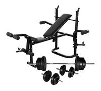 vidaXL Panca Multifunzione Bilanciere Set Manubri 60,5 kg Allenamento Fitness