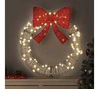 vidaXL Ghirlanda con 60 LED Bianco caldo 76 x 76 x 8 cm Rattan