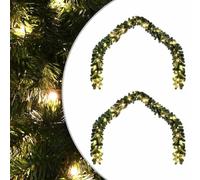 vidaXL Ghirlanda di Natale a Forma di Mezzaluna Verde Lunga 40m, composta da 2 Strisce da 20m con luci LED Impermeabili in PVC e luci Calde Bianche. È Una Decorazione Tradizionale per Interni, perfe