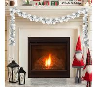 vidaXL Ghirlanda di Palline di Natale LED Bianco e Argento 186 cm