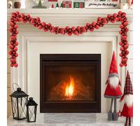 vidaXL Ghirlanda di Palline di Natale Rosso 186 cm Polistirolo, Ghirlanda di Natale Leggera e Resistente, arredo Moderno per Soggiorno, Ufficio e corridoio