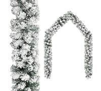 vidaXL Ghirlanda Natalizia con Neve Decorazione Decoro Festone Articoli Natale Feste Addobbo Ornamento Corona Serto Verde 5 m in PVC