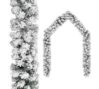 vidaXL Ghirlanda Natalizia con Neve Decorazione Decoro Festone Articoli Natale Feste Addobbo Ornamento Corona Serto Verde 10 m in PVC