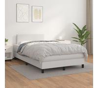 vidaXL Giroletto a Molle con Materasso Bianco 120x200 cm in Similpelle