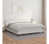 vidaXL Giroletto a Molle con Materasso Bianco 160x200 cm in Similpelle