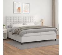 vidaXL Giroletto a Molle con Materasso Bianco 200x200cm in Similpelle