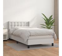 vidaXL Giroletto a Molle con Materasso Bianco 90x200 cm in Similpelle