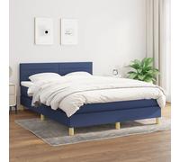VidaXL Giroletto a Molle con Materasso Blu 140x190 cm in Tessuto