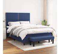 vidaXL Giroletto a Molle con Materasso Blu 140x190 cm in Tessuto