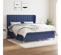 vidaXL Giroletto a Molle con Materasso Blu 160x200 cm in Tessuto