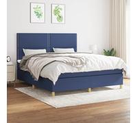 vidaXL Giroletto a Molle con Materasso Blu 180x200 cm in Tessuto