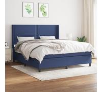 vidaXL Giroletto a Molle con Materasso Blu 180x200 cm in Tessuto