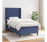 vidaXL Giroletto a Molle con Materasso Blu 90x190 cm in Tessuto