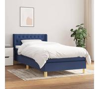 VidaXL Giroletto a Molle con Materasso Blu 90x200 cm inTessuto