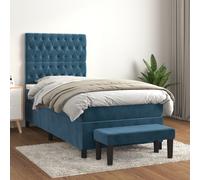vidaXL Giroletto a Molle con Materasso Blu Scuro 100x200 cm in Velluto