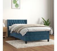 vidaXL Giroletto a Molle con Materasso Blu Scuro 100x200 cm in Velluto
