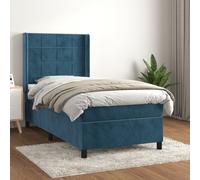 vidaXL Giroletto a Molle con Materasso Blu Scuro 100x200 cm in Velluto