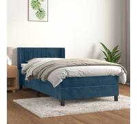 vidaXL Giroletto a Molle con Materasso Blu Scuro 100x200 cm in Velluto