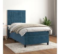vidaXL Giroletto a Molle con Materasso Blu Scuro 100x200 cm in Velluto