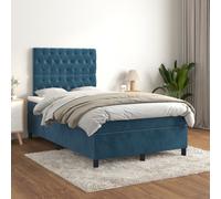 vidaXL Giroletto a Molle con Materasso Blu Scuro 120x200 cm in Velluto