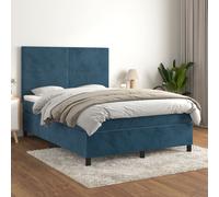 vidaXL Giroletto a Molle con Materasso Blu Scuro 140x190 cm in Velluto