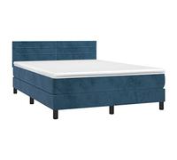 vidaXL Giroletto a Molle con Materasso Blu Scuro 140x190 cm in Velluto