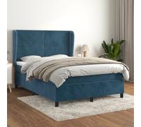 vidaXL Giroletto a Molle con Materasso Blu Scuro 140x200 cm in Velluto