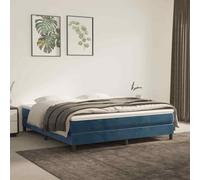 vidaXL Giroletto a Molle con Materasso Blu Scuro 160x200 cm in Velluto