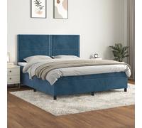 vidaXL Giroletto a Molle con Materasso Blu Scuro 180x200 cm in Velluto