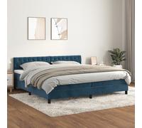 vidaXL Giroletto a Molle con Materasso Blu Scuro 200x200 cm in Velluto