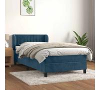 vidaXL Giroletto a Molle con Materasso Blu Scuro 80x200 cm in Velluto