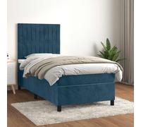vidaXL Giroletto a Molle con Materasso Blu Scuro 80x200 cm in Velluto