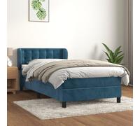 vidaXL Giroletto a Molle con Materasso Blu Scuro 90x190 cm in Velluto