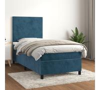 vidaXL Giroletto a Molle con Materasso Blu Scuro 90x200 cm in Velluto