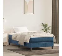 vidaXL Giroletto a Molle con Materasso Blu Scuro 90x200 cm in Velluto
