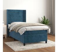vidaXL Giroletto a Molle con Materasso Blu Scuro 90x200 cm in Velluto