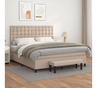 vidaXL Giroletto a Molle con Materasso Cappuccino 160x200cm Similpelle