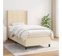 vidaXL Giroletto a Molle con Materasso Crema 100x200 cm in Tessuto