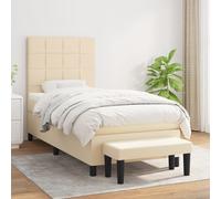 vidaXL Giroletto a Molle con Materasso Crema 100x200 cm in Tessuto