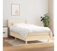 vidaXL Giroletto a Molle con Materasso Crema 100x200 cm in Tessuto