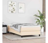 vidaXL Giroletto a Molle con Materasso Crema 100x200 cm in Tessuto