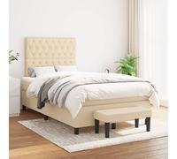 vidaXL Giroletto a Molle con Materasso Crema 120x200 cm in Tessuto
