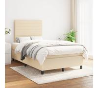 vidaXL Giroletto a Molle con Materasso Crema 120x200 cm in Tessuto