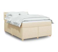 vidaXL Giroletto a Molle con Materasso Crema 140x19 cm in Tessuto