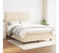 vidaXL Giroletto a Molle con Materasso Crema 140x19 cm in Tessuto