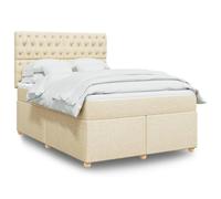 vidaXL Giroletto a Molle con Materasso Crema 140x19 cm in Tessuto