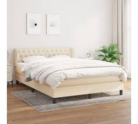 vidaXL Giroletto a Molle con Materasso Crema 140x200 cm in Tessuto