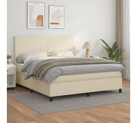 vidaXL Giroletto a Molle con Materasso Crema 160x200 cm in Similpelle