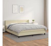 vidaXL Giroletto a Molle con Materasso Crema 160x200 cm in Similpelle